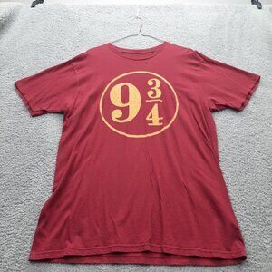 Harry Potter 9 3/4 Red Graphic Tee XL 100% Cotton Warner Bros Unisex